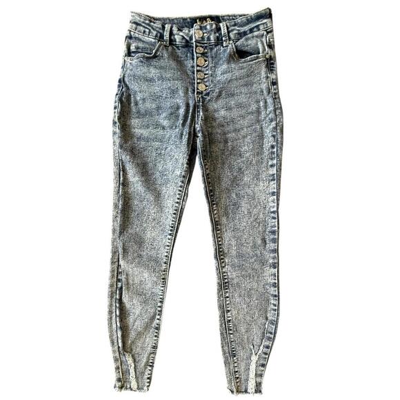 Indigo Rein High-Rise Skinny Acid Wash Button-Fly Jeans – Size 7/27 - Picture 1 of 5